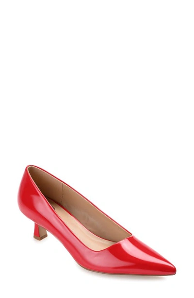 Journee Collection Celica Womens Pointed Closed Toe Kitten Heel Pumps In Red