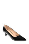 Journee Collection Celica Pointed Toe Pump In Patent/ Black