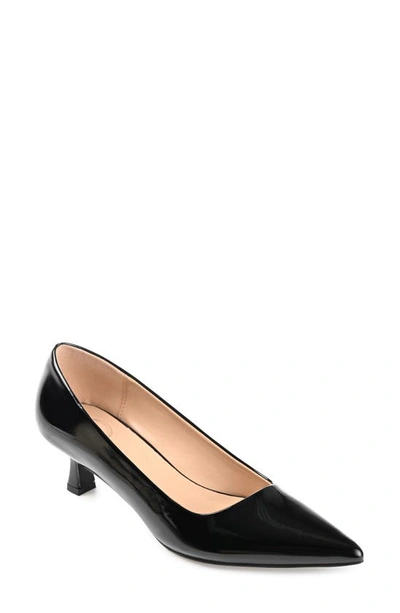 Journee Collection Celica Pointed Toe Pump In Patent/ Black