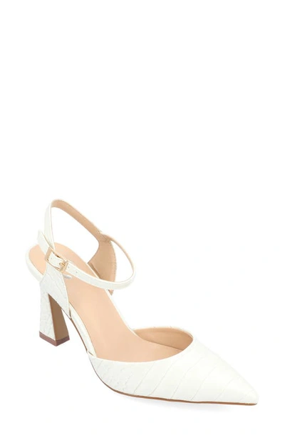 Journee Collection Nixey Croc Embossed Pump In Off White