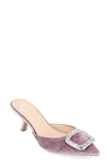 Journee Collection Women's Rishie Ornamented Kitten Heel Velvet Slip On Pumps In Lilac