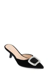 Journee Collection Women's Rishie Ornamented Kitten Heel Velvet Slip On Pumps In Black