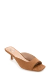 Journee Collection Womens Medium And Wide Width Larna Slip On Kitten Heel Open Toe Pumps In Tan