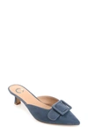 Journee Collection Womens Vianna Kitten Heel Mules Pointed Toe Pumps In Blue
