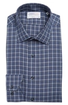Lorenzo Uomo Soft Check Long Sleeve Trim Fit Shirt In Blue
