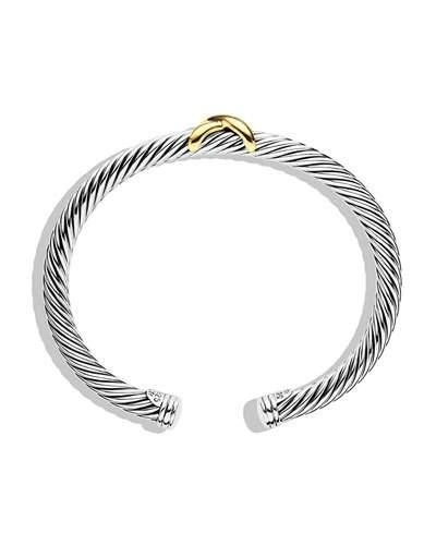 DAVID YURMAN CABLE BRACELET IN SILVER WITH 14K GOLD, 5MM,PROD196440405