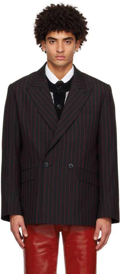 Ernest W. Baker Black & Red Pinstripe Blazer In Red Pin Stripe