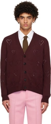 ERNEST W BAKER BURGUNDY HEARTS CARDIGAN