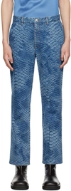 Mm6 Maison Margiela Snake Print Straight Jeans In Blue | ModeSens