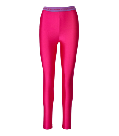 Versace Jeans Couture Leggings With Logoed Band In Hot Pink