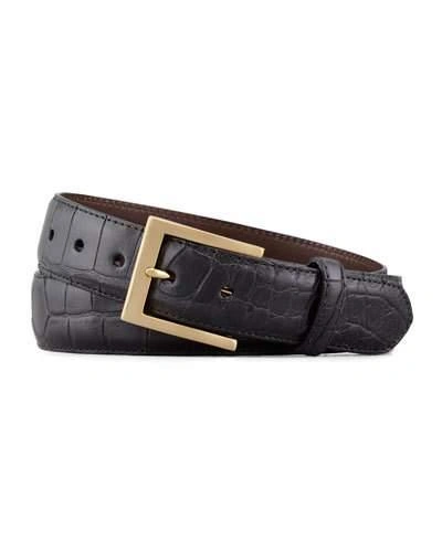 W. Kleinberg Matte Alligator Belt, Black