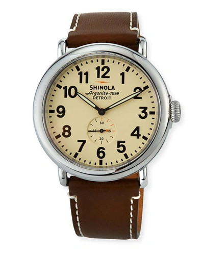 Shinola MEN'S 47MM RUNWELL MEN'S WATCH, CREAM/DARK BROWN,PROD164050118