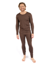 Leveret Solid Thermal Pajamas 2-piece Set In Brown