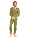 Leveret Solid Thermal Pajamas 2-piece Set In Olive Green