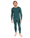 Leveret Solid Thermal Pajamas 2-piece Set In Uniform Green