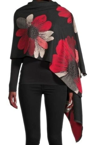 Saachi Floral Print Reversible Scarf In Red