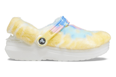 Pre-owned Crocs Classic Clog Fur Sure Yellow Tie Dye In White/multi