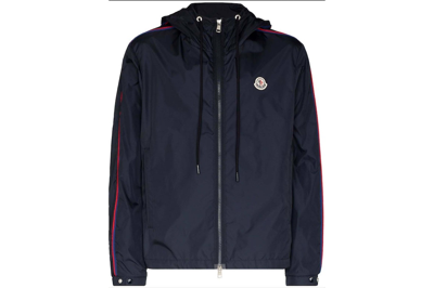 Pre-owned Moncler Hattab Logo-patch Hooded Rain Jacket Navy Blue