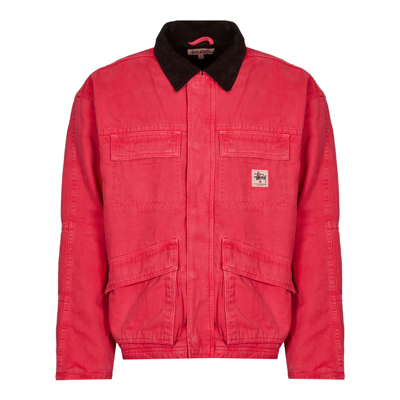 Stussy Washed Canvas Shop Jacket In Pink