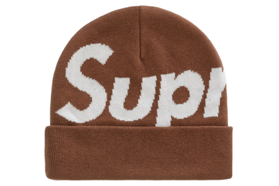 Pre-owned Supreme Big Logo Beanie (fw22) Brown