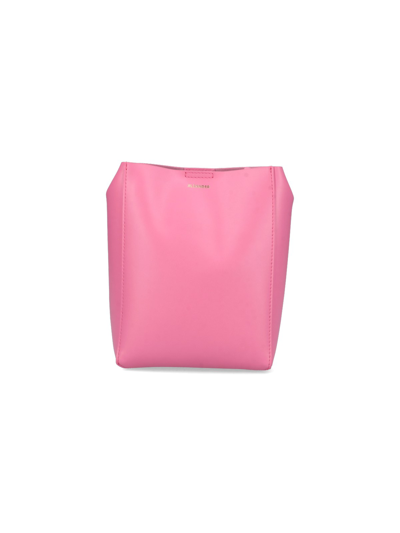 Jil Sander Logo-print Leather Shoulder Bag In Rosa