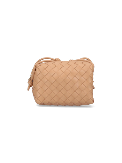 Bottega Veneta Loop Mini Intrecciato Leather Shoulder Bag In Beige