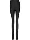 SAINT LAURENT BLACK HIGH-WAISTED LEGGINGS WITH GLOSSY FINISH