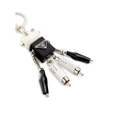 Prada Saffiano Leather Robot Trick Keychain In Assorted