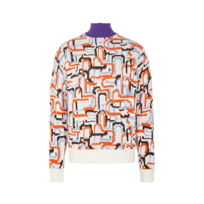 PRADA PULL GRAPHIQUE EN CACHEMIRE ET LAINE VIERGE MÉLANGÉS