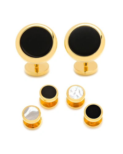Cufflinks, Inc Double-sided Onyx Mother-of-pearl Cuff Links Stud Set