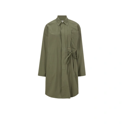 Ambush Oversized Waist-tie Shirt Dress In Green