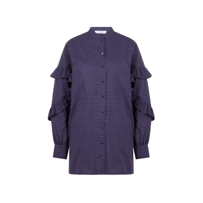 Roseanna Isaac Cotton Flannel Check Dress In Blue