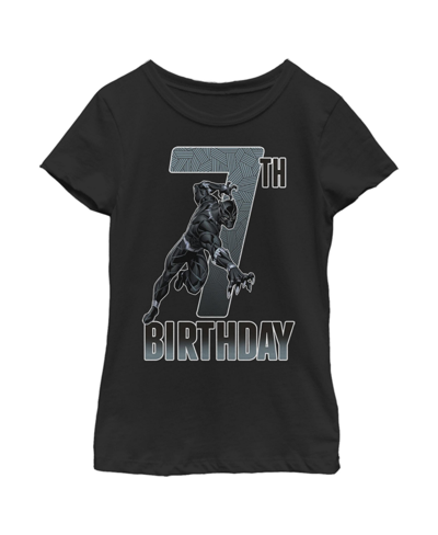 Marvel Kids' Girl's  Black Panther Action Pose 7th Birthday Child T-shirt