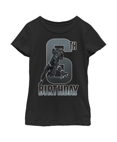 Marvel Kids' Girl's  Black Panther Action Pose 6th Birthday Child T-shirt