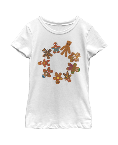 Marvel Kids' Girl's  Christmas Gingerbread Cookie Circle Child T-shirt In White