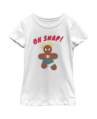 Marvel Kids' Girl's  Christmas Spider-man Snap Gingerbread Cookie Child T-shirt In White