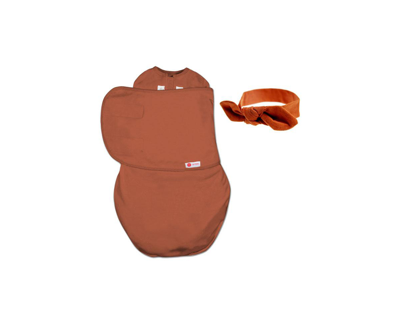 Embe Babies'  Infant Headband And Starter Swaddle Original Bundle In Rust