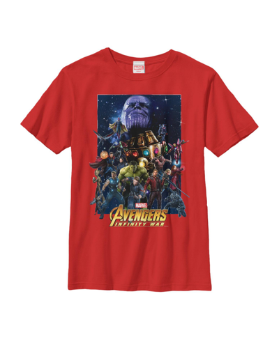 Marvel Kids' Boy's  Avengers: Infinity War Character Collage Child T-shirt In Red