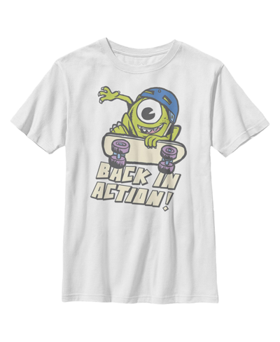 Disney Pixar Kids' Boy's Monsters Inc Mike Back In Action Child T-shirt In White