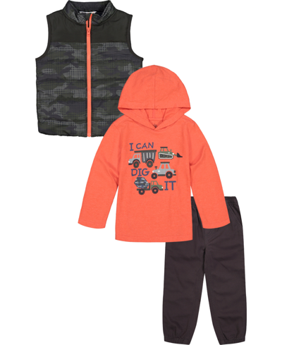 Kids Headquarters Baby Boys T-shirt, Camo Vest And Twill Joggers, 3 Piece Set In Green