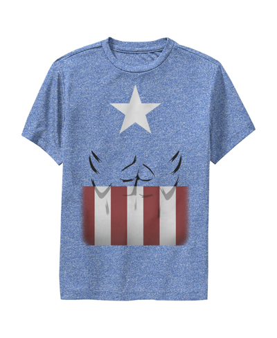 Marvel Boy's  Captain America Body Child Performance Tee In Royal Blue Heather