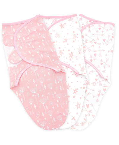 Bublo Baby Baby Swaddle Blanket Boy Girl, 3 Pack Newborn Swaddles, Infant Adjustable Swaddling Sleep Sack In Pink
