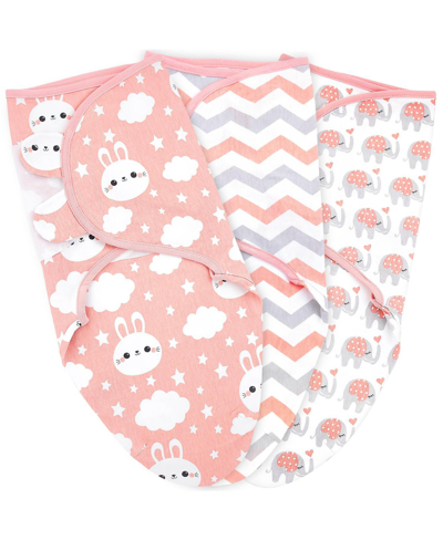 Bublo Baby Baby Swaddle Blanket Boy Girl, 3 Pack Newborn Swaddles, Infant Adjustable Swaddling Sleep Sack In Dark Pink
