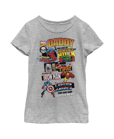 Marvel Girl's  Avengers I Have A Hero I Call Him Dad Child T-shirt In Athletic Heather