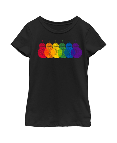 Disney Lucasfilm Girl's Star Wars The Last Jedi Bb-8 Pride Rainbow Child T-shirt In Black