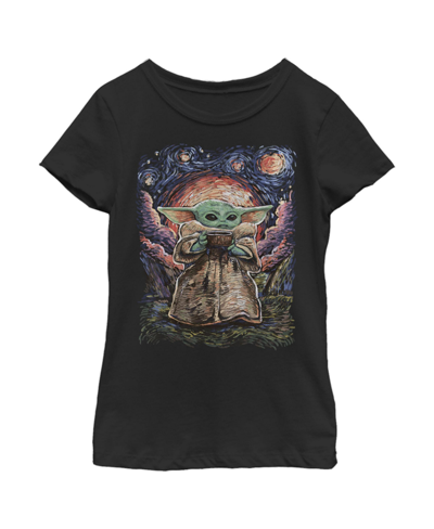Disney Lucasfilm Girl's Star Wars: The Mandalorian The Child Starry Night Child T-shirt In Black