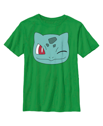 Nintendo Boy's Pokemon Bulbasaur Wink Face Portrait Child T-shirt In Kelly Green