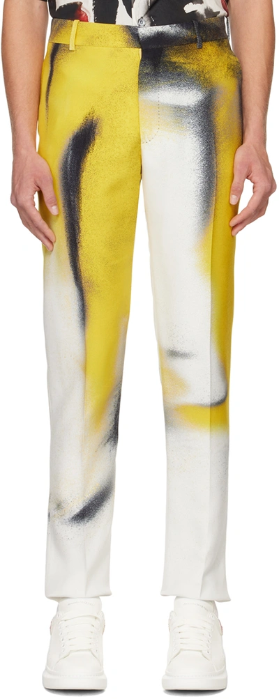 Alexander Mcqueen Silhouette Cigarette Trousers In Ivory/yellow