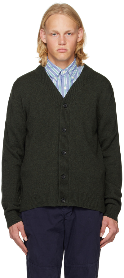 Ps By Paul Smith Green Sports Stripe Cardigan In 39 Greens