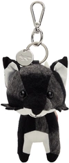 MAISON KITSUNÉ BLACK & grey BIG FOX CHARM KEYCHAIN